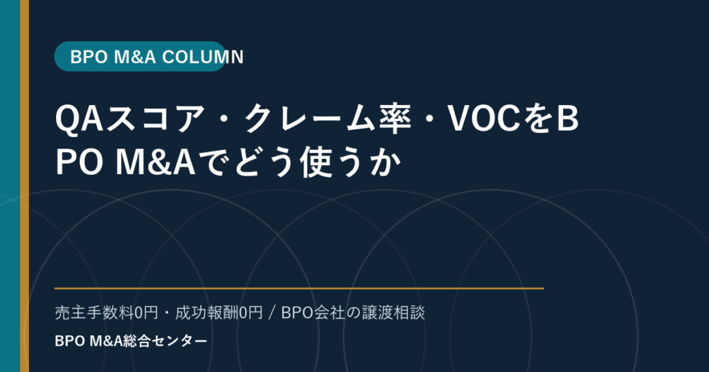 QAスコア・クレーム率・VOCをBPO M&Aでどう使うか