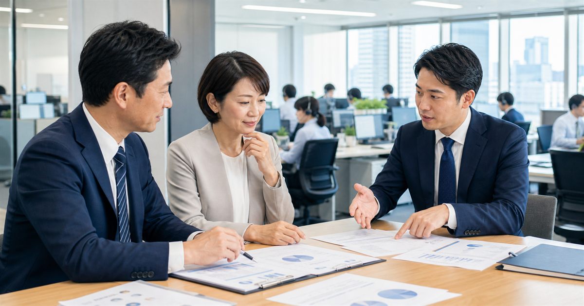 東京のコールセンターM&A検討でCX運用と在宅多拠点の承継資料を確認する経営者とアドバイザー